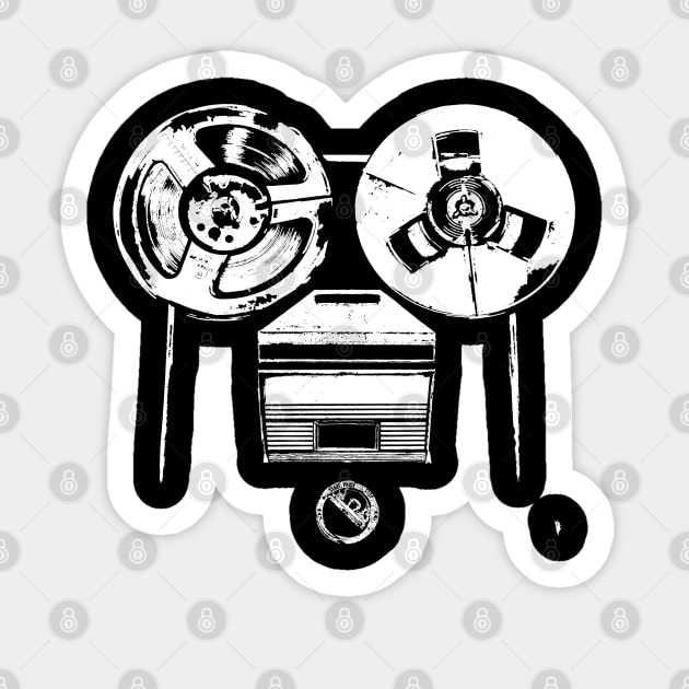 RETRO reel-to-reel tape recorder, white sketch Sticker by Bird